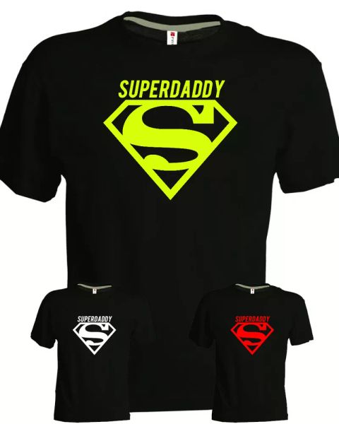 

tshirt superdaddy black cotton superman man gift father's day nice, White;black