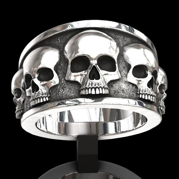 

cluster rings gothic style silver color skull ring for men rock jewelry domineering gift, Golden;silver