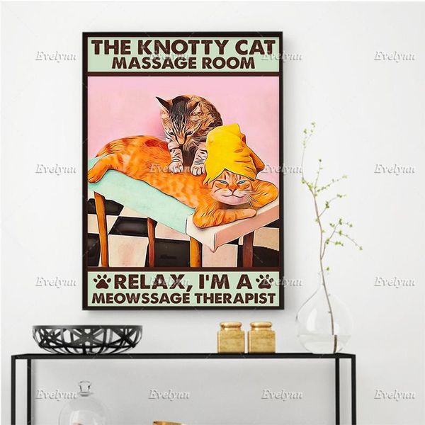 

paintings massage therapist the knotty cat room relax i'm a meowssage poster art prints home decor canvas floating frame