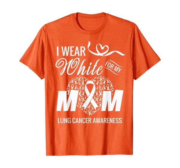 

i wear white for my mom lung cancer awareness ribbon gift t-shirt, White;black