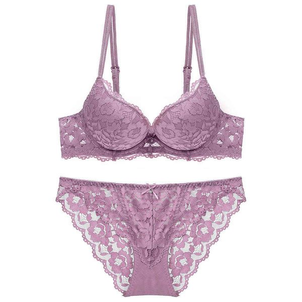 

bra set french lace underwear with thin and thick bottom gathered suit, Red;black