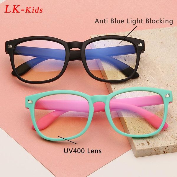 

sunglasses longkeeper square anti blue light glasses for kids silicone tr90 colorful frame plain eyeglasses children uv400 computer okulary, White;black