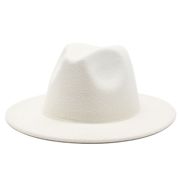 

all-match wide brim fedora women solid color wool felt hat men autumn winter panama gamble yellow jazz cap 56-61cm, Blue;gray