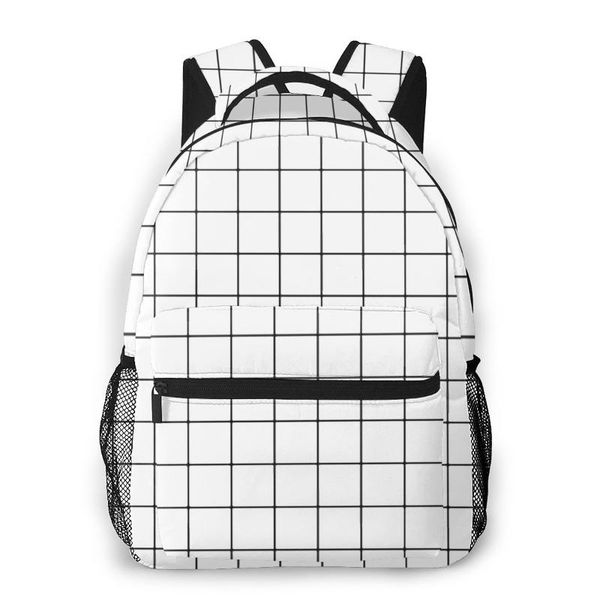 

backpack black grid cute knapsack for men women fashion simple cool books female school 2021