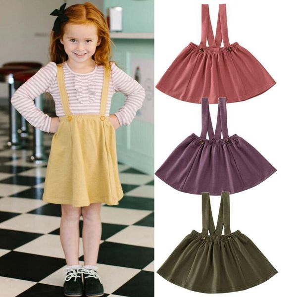 

skirts 2021 summer toddler infant kids baby girl suspender skirt overalls fashion causal cotton outfit solid party wedding clothes, Blue