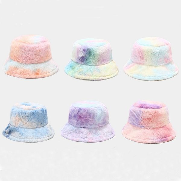 

fashion new cute girl rainbow plush fisherman's hat