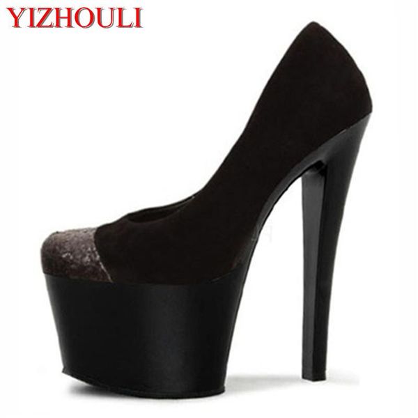 

dress shoes 2021 european and american stiletto 17cm platform shoes, transparent fashionable single, Black