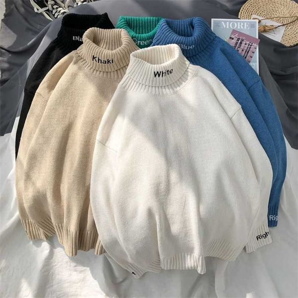 

sweater women turtleneck plus size letter embroidery men sweaters winter long sleeve harajuku couple pullover 211011, White;black