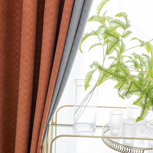 

high-end orange stitching cashmere curtains nordic minimalist for living room bedroom study blackout tulle custom curtain & drapes
