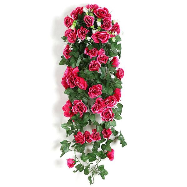 

decorative flowers & wreaths artificial fake hanging basket silk vine indoor outdoor rattan home decor flores artificiales roses