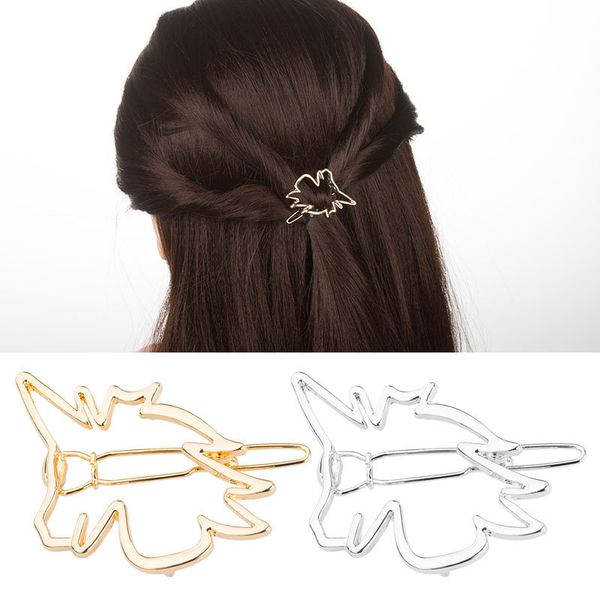 

irregular multilateral pony geometric hollow out hairpin products, Golden;silver