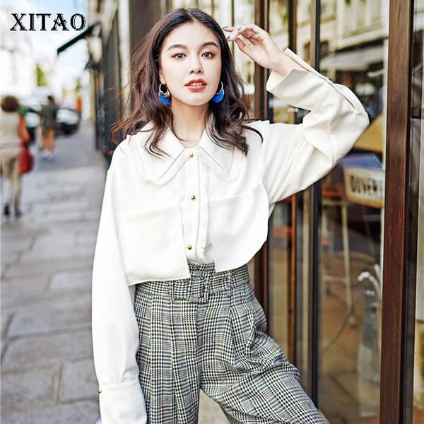 

women's blouses & shirts xitao white simple blouse women single breasted tassel loose fashion casual 2021 autumn elegant goddess zyq405