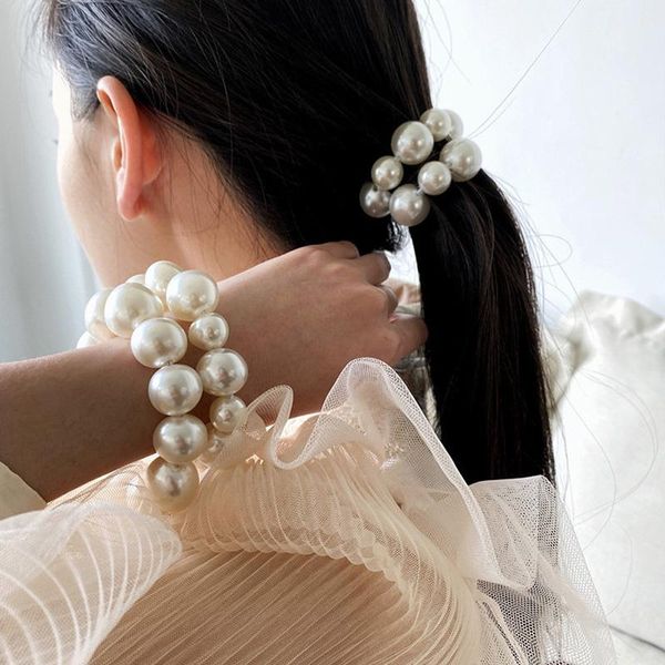 

hair accessories 2021 big pearl ties hairband scrunchies girls ponytail holders women rubber band headbands headwear