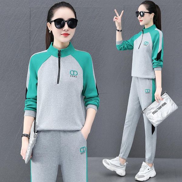 

women's two piece pants han edition of loose fashion suits female in the spring and autumn outfit running two-piece suit ladies casual, White
