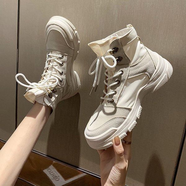 

boots platform heels women's ankle for women casual shoes woman fashion 2021 spring wedge designer female booties 40, Black