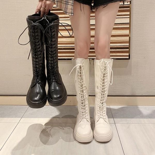 

boots 2021 white party shoes woman over the knee girls fancy dress wedge women pu leather size 39, Black