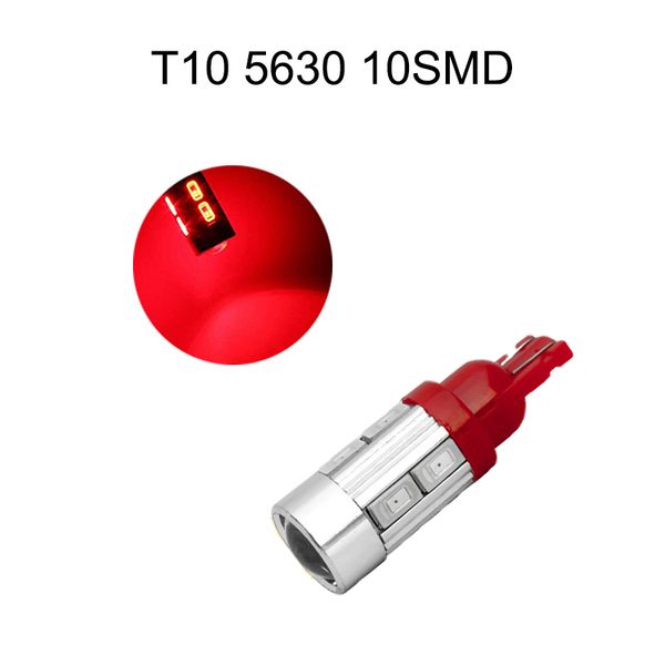 50 stücke Rot T10 12V W5W 5630 10SMD Keil LED Car Birnen für 192 168 194 2825 Clearance Lamps Kennzeichen Lampen