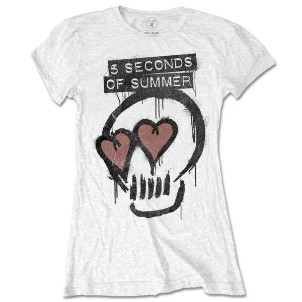 

ladies 5 seconds of summer 5sos heart skull licensed women ladies t-shirt, White;black