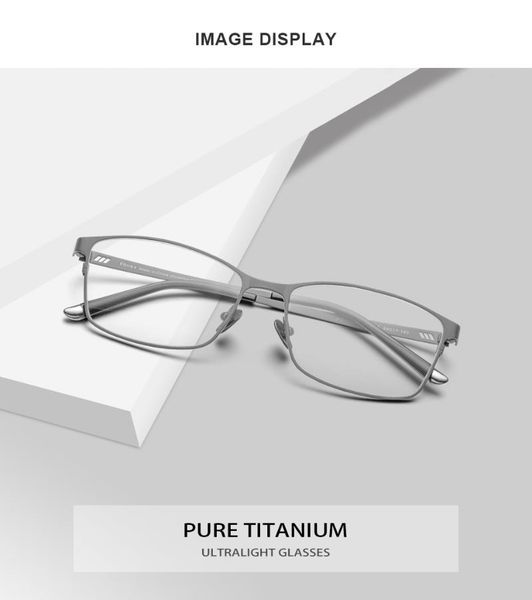 

retro pure titanium glasses full rim square frame optical eyewear ultralight clear lens prescription myopia eyeglasses fashion sungla, Black