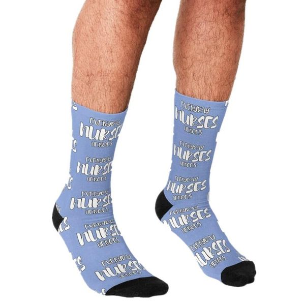 

men's socks funny nurses everyday heroes men harajuku happy hip hop novelty cute boys crew casual crazy for, Black