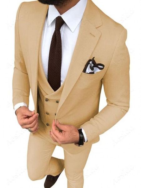 

custom made men suits champagne groom tuxedos notch lapel groomsmen 3 pieces wedding set ( jacket + pants vest tie ) d288 men's & blaze, White;black