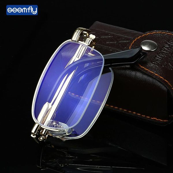 

sunglasses seemfly fashion metal portable folding reading glasses vintage anti blue light presbyopia eyeglasses with box diopters 1.0 4.0, White;black