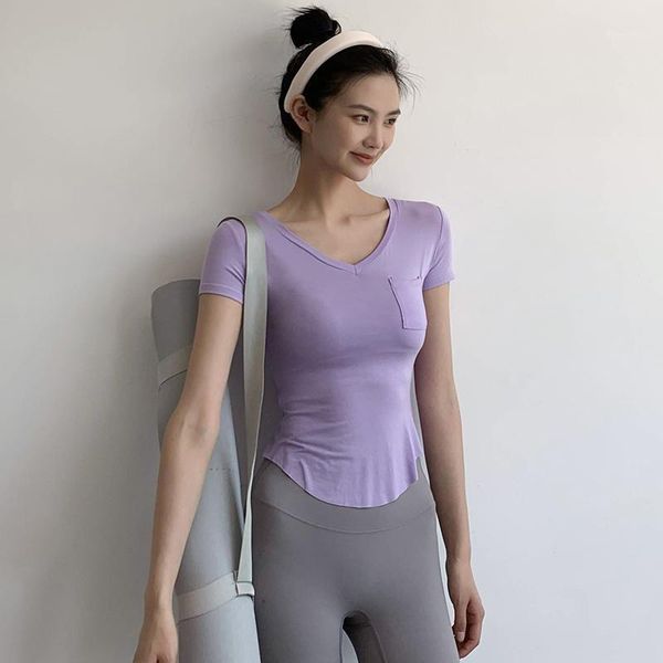 

yoga outfit workout clothes women's summer t-shirt tight-fitting quick-drying slimming breathable professional running1