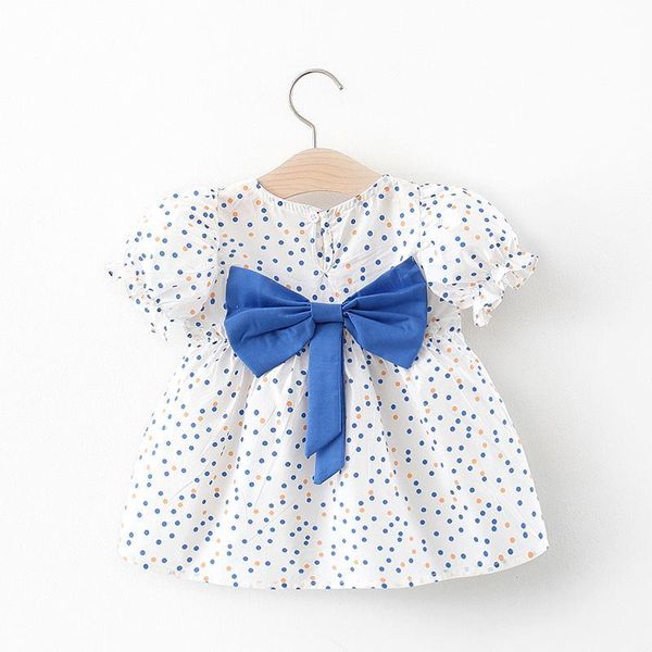 

girl's dresses toddler girl princess floral dress summer 2021 design short-sleeved dot bow baby first birthday party kids clothes, Red;yellow