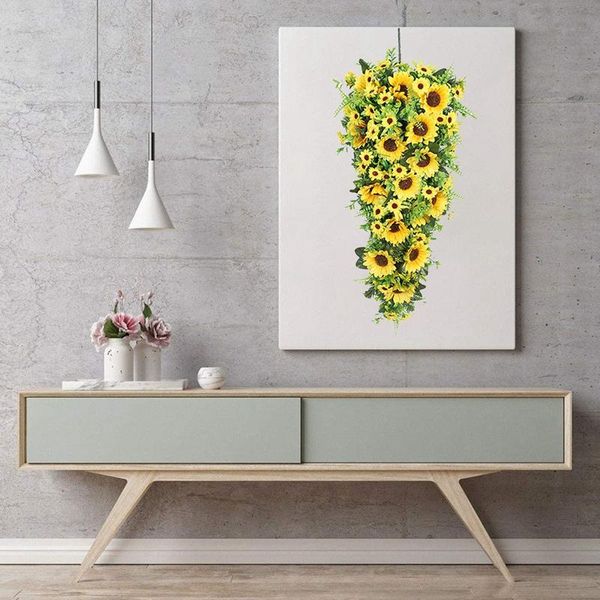 

sunflower swag artificial wreath for front door, wall, wedding, home, festival decoration decorative flowers & wreaths