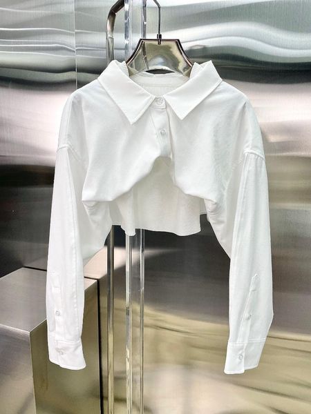 

women's blouses & shirts 2021 design casual fake two piece shirt tank women blouse patchwork knitted slim camisole, White