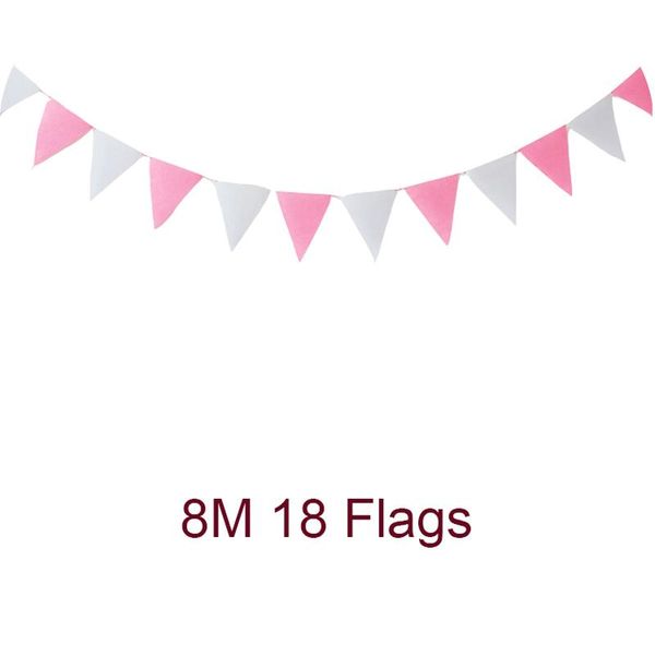 

party decoration 8m 18flags pink and white bunting wedding birthday baby shower girl's bedroom hang garland