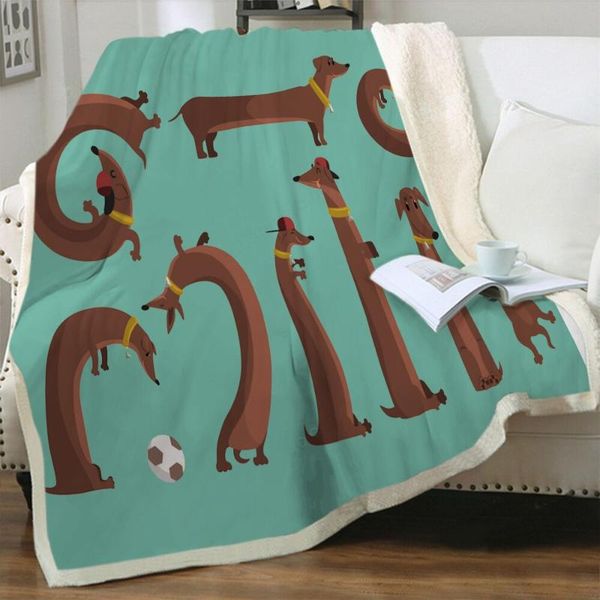 

blankets 3d print dachshund plush throw blanket sherpa fleece bedspread vintage bedding square picnic wool soft q2
