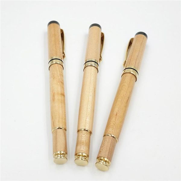 

ballpoint pens 10pcs/lot chinese nostalgic style maple wood pen 0.5mm for business and gifts signature office school, Blue;orange