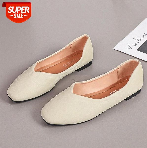 

korean style flat shoes shallow mouth square toe cover foot work women's single #lz1j, Black