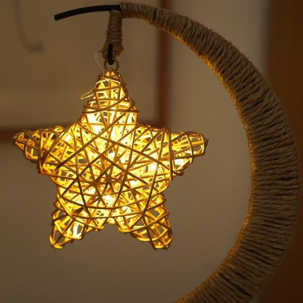 

table lamps led stars / moon apple sepak takraw christmas gift handmade rope wrought iron night light party room decoration