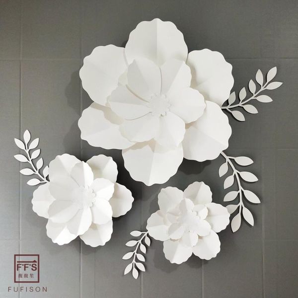 

party decoration ffs white 3d artificial paper flower rosettes three-dimensional wedding stage supplies