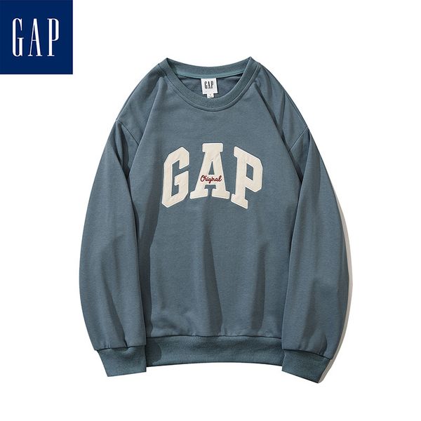 

factory outlet brand hoodie gap2021 new style sweater women's round neck embroidery pure cotton lovers' wear sports autumn and win, Black