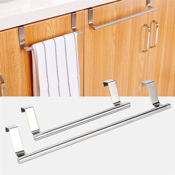 

stainless steel towel rail wall-mounted rack kitchen cabinet door hanging organizer shelf bathroom holder bath accessory set
