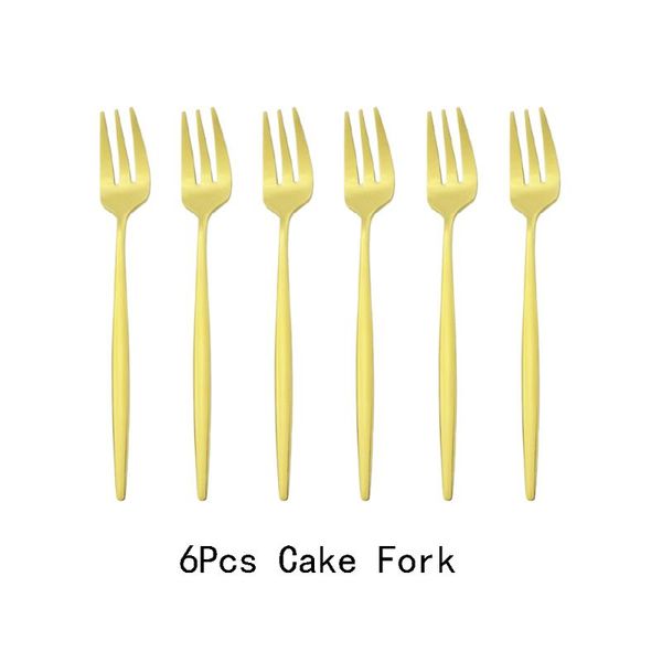 

forks 6pcs snack dessert fruit fork cutlery set dinnerware coloful matte stainless steel tableware silverware