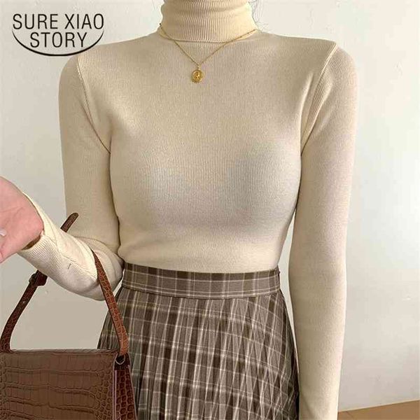 

autumn winter vintage turtleneck knit women pullover long sleeve womens sweaters solid sweater vests jumper 11325 210415, White;black