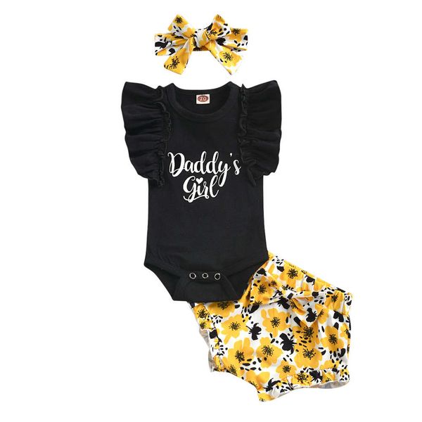 

children's summer black english khartoum printed shorts girls' suit, White