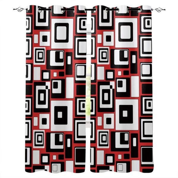 

geometric rectangle red black window curtains for living room bedroom kitchen modern home decoration drapes blinds curtain &