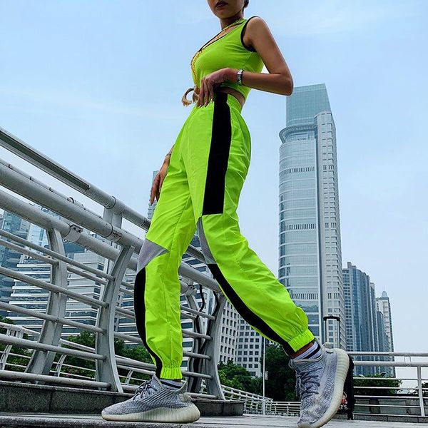 

women's pants & capris fall 2021 fluorescent stitching contrast color casual, Black;white