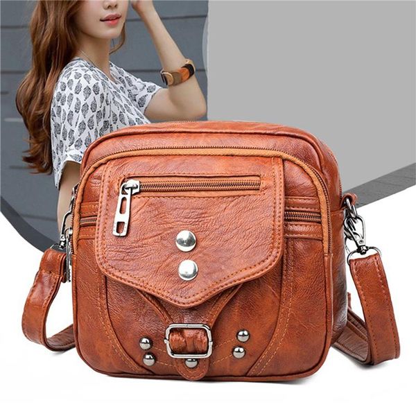 

shoulder bags women's bag fashion messenger soft leather washed small square