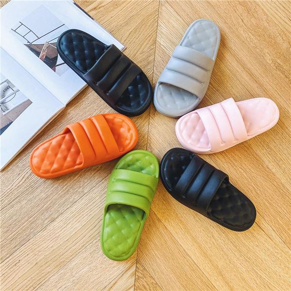 

slippers men and women indoor home soft bath anti-slip shoes comfortable thick, Black
