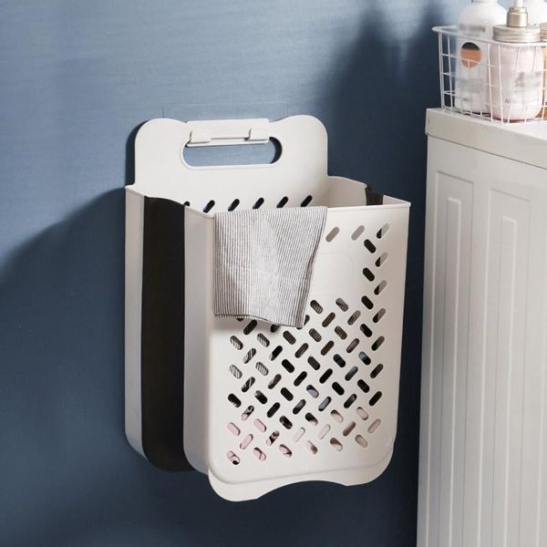 

laundry storage basket punch-foldable wall hanging dirty clothes hamper bathroom supplies bags