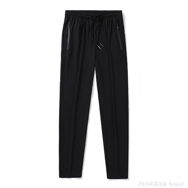 

men's spring and summer ice silk pants loose straight middle-aged dad thin section casual tide fat 8xl120 kg, Black