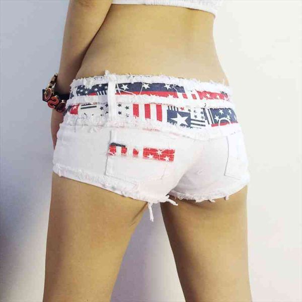 

1pcs women jeans shorts plus size summer cotton national flag denim shorts ladies skinny jeans super short pants girls, White;black