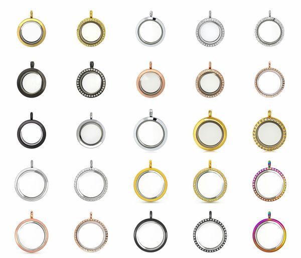 

wholesale waterproof floating charm locket necklace 20mm 25mm 30mm 316l stainless steel memory locket pendant for womendio chan contact, Silver