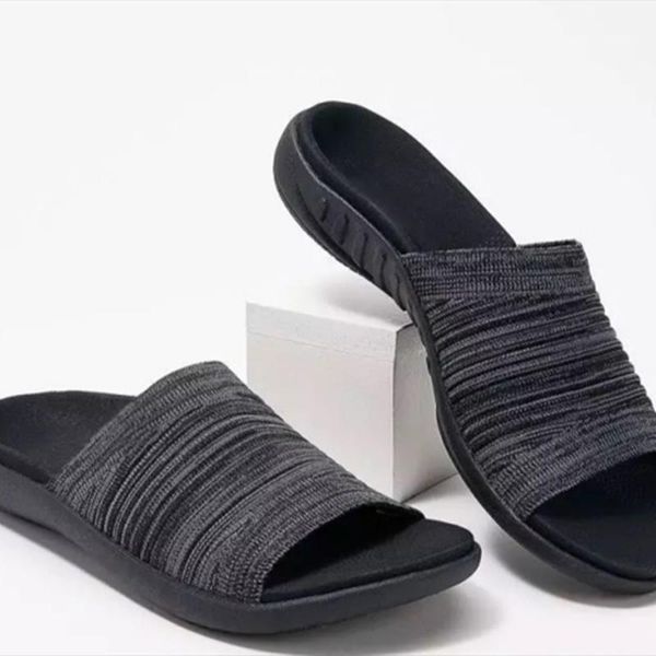 

slippers 2021 summer plus size outdoor flat mesh wedge closed toe sandals women's shoes casual beach zapatillas de mujer, Black
